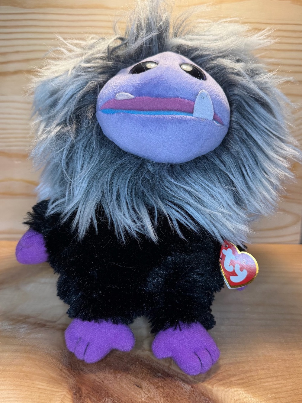 Ty Frizzys “Jips” Plush Monster with Purple Face and Black Body 8 inch
